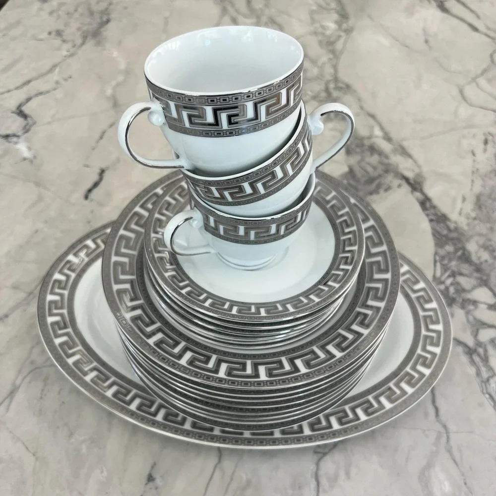 Casati‎ Bavaria Greek Key Silver Pewter dish assortment
